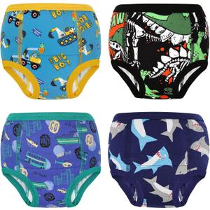 MooMoo Baby Cotton Potty Training Underwear 4 Packs Absorbent Training Pants for Boys 9T (9-10 Year, Blue)