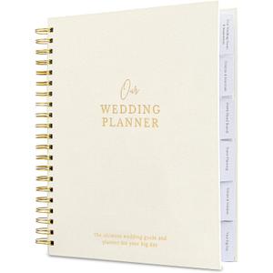 Nook Theory Premium Linen Wedding Planner Book and Organizer  Comprehensive Keepsake & Countdown Binder, Perfect Engagement Gift for Couples and Brides (Cream)