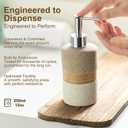 Ceramic Dish Soap Dispenser Set with Silicone Funnel, Hand Soap, Shampoo, Body Wash, Lotion Dispenser for Kitchen and Bathroom, Stainless Steel Pump, Non Slip, 12 Oz