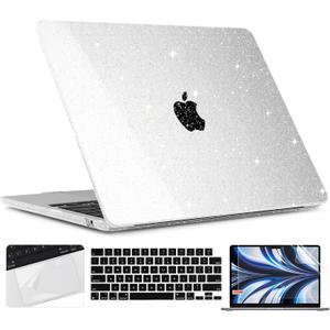TWOLSKOO Glitter Case for MacBook Air 13 inch M5 2026 M4 M3 M2 2025-2022 (Model A3449 A3240 A3113 A2681), Bling Hard Shell Case & Keyboard Cover & Screen Film for MacBook Air 13.6 inch, Star Clear, Macbook Air 13.6 Inch, 13.38 X 8.85 Inches