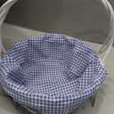 White Round Willow Wicker Gift Basket with Blue and White Gingham Liner, Small, Decorative Picnic Basket with Handles, Empty Wicker Basket for Gifts