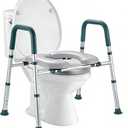 Raised Toilet Seat with Handles, Toilet Seat Riser for Seniors with Adjustable Height & Width, 400lb Cozy Padded Elevated Toilet Seat for Elderly, Handicap and Disabled, Fit Any Toilet