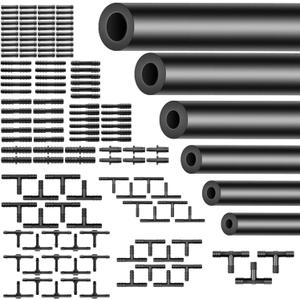 Silicone Vacuum Hose Kit 6PCS 5FT 1/8" 5/32" 3/16" 1/4" 5/16" 3/8" ID High Performance 130PSI With Vacuum Connector 12 Sizes 130PCS Engine Automotive Vacuum Silicone Hose Line Kits