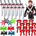Deekin 48 Pcs Ninja Karate Party Favors Includes Inflatable Sword,Throwing Foam Star Toys,Karate Headbands for Ninja Theme Party Decorations Goodie Bag Fillers Gifts Boys Girls Costume Accessories