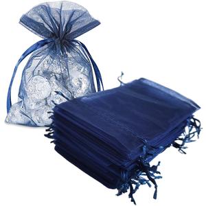 Set of 50 Organza Drawstring Gift Bags for Jewelry,Toiletry,Sheer Fabric 4x6 Inch Mesh Navy Blue See Through Sack for Baby Shower,Christmas,Birthday,Party Favors,Wedding,Mothers Day,Halloween