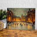 PQKIY Vintage Cozy Winter Holiday Wall Art Decor,Ice Skating Children under Lights Festive Holiday Wall Decoration,Charming Winter Wall Art for Home Bedroom Living Room,11x14 Inch