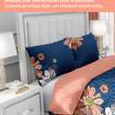Reylox Bedding Set with Matching Curtains Navy Red Floral Bed in A Bag,