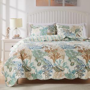 Barefoot Bungalow Atlantis Coastal Quilt Set, 3-Piece King/Cal King, Jade