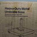 Metal Umbrella Base with Wheels, Max 200lbs Weight Capacity Patio Umbrella Stand, Built in Large Capacity Kettle, Heavy Duty Umbrella Stand Outdoor Base for Patio, Deck, Poolside and Lawn