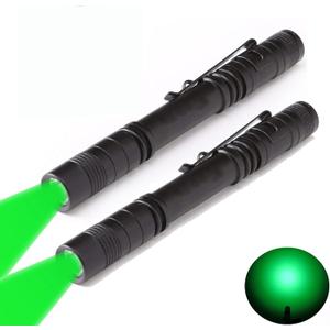 2 x Green Light Pen Type Penlight Flashlight One Mode Green Light LED Torch for Camping Hiking Fishing Hunting Animal Protecting Night Vision