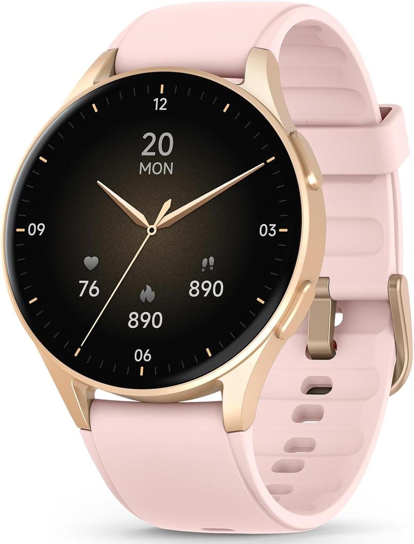 Smart Watch for Women, Built-in Alexa, GPS, HRV, VO2 Max, Blood Oxygen, Sleep & Stress Monitor, Compass, Altimeter, 1.32" AMOLED, Fitness & Womens Health, Waterproof, iPhone Compatible, Notification (43mm case, Pink)