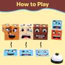 2 x Face Changing Magic Cube Game, Wooden Expression Puzzle Block Games, Fine Motor Skills Board Games for Kids & Adults with Bell
