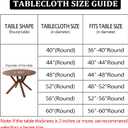 Round Fitted Tablecloth with Elastic Edge Indoor Outdoor Washable Reusable Table Cover for Kitchen Picnic Party Fits 48-52" Diameter Round Tables