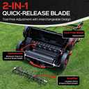 TIECTOWN 16-Inch 15.5 Amp 2-in-1 Electric Dethatcher and Scarifier with 14.5-Gallon Collection Bag, Lawn Dethatcher with 5-Position Depth Adjustment, Blade Replacement Without Tool - Red