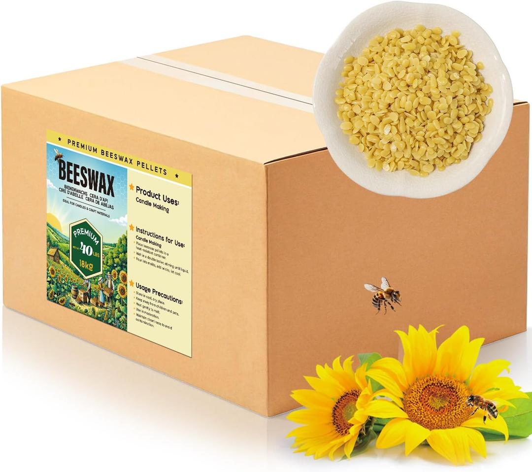 Beeswax Pellets for Candle Making 5lb/10lb/40lb Natural Beeswax for Candles, Lip Balms, and Skincare Yellow Beeswax for DIY Projects Ideal for Beginners and Experts40lb