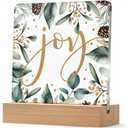 YAANUNULU Christmas JOY Pinecone Pattern Indoor Decorations for Home Office Desk Livingroom Fireplace, Merry Christmas Acrylic Heart Shaped Gifts for Women Wife Friends, Winter Holiday Home Decor