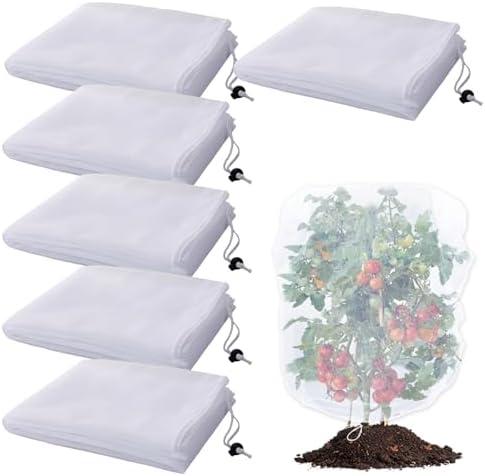 Only 4 Pack Insect Bird Netting Cover - 3.3x2.6FT Blueberry Bushes Netting Plant Covers with Drawstring, Fine Mesh Fruit Tree Net for Protecting Plants from Insect Bird Barrier Squirrel Deer