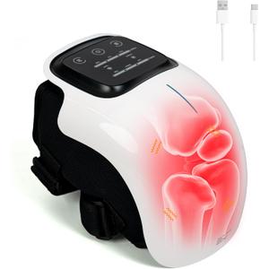 brenzo 2026 NEW 3-in-1 Cordless Knee Massager with Heat, Red Light Therapy & 3 Vibration Modes, 3 Heating Levels, Heated Knee Pad for Pain Relief, Gifts for All Ages