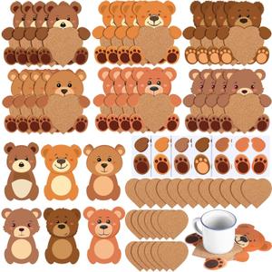 Tioncy 24 Set Valentine's Day Bear Coaster Craft Kit Last Minute Gift Idea No-Mess DIY Activities Exchanges Gift for Fun Valentines Day Family Holiday Party Supplies