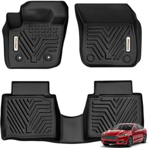YITAMOTOR Floor Mats Compatible with Fusion & MKZ, Custom Fit Floor Liners for 2013-2016 Ford Fusion Energi & Titanium, Lincoln MKZ, 1st & 2nd Row All Weather Protection, Black