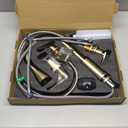 DAYONE 2 Handle Kitchen Faucet with Pull Down Sprayer Brushed Gold, 4 Holes Sink Faucets for Kitchen/RV with Soap Dispenser Stainless Steel