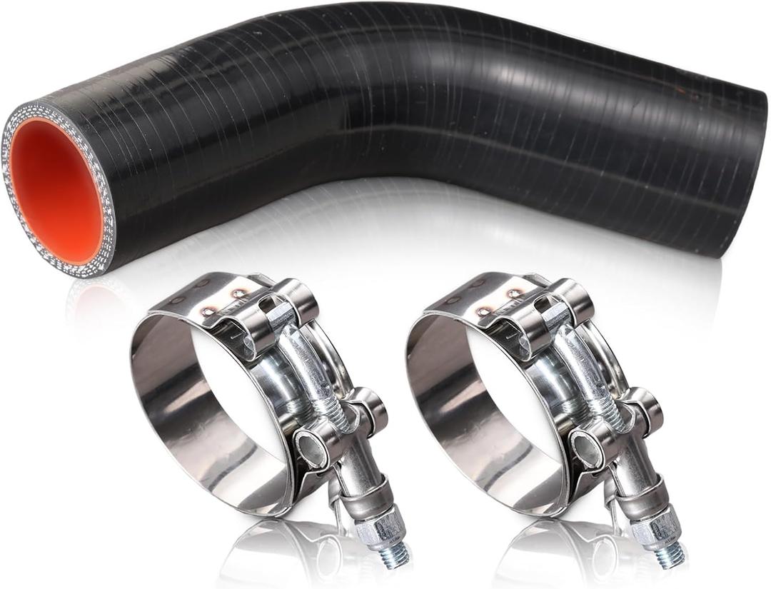 2" ID 45 Degree Silicone Elbow Coupler Hose with Stainless T-Bolt Clamp,Thickness 5mm,4" Leg Length,4 Layers Reinforced Turbo Hose Intercooler Intake Radiator Piping