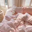Nayoroom Gingham Duvet Cover Full Size Pink White Plaid Checkered Comforter Cover Grid Farmhouse Bedding Set 3 Pcs Soft Breathable Washed Microfiber Gifts for Women Men
