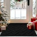 hicorfe Indoor Doormat,Welcome Door Mat TPR Backing Non Slip Mats 20"x31.5" Absorbent Resist Dirt Entrance Doormat Inside Floor for Entryway Washable Low-Profile (Black)