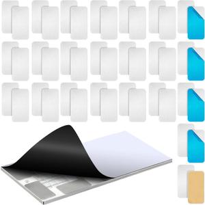 Zonon 50 Pcs Adhesive Metal Plates for Magnetic Mounts 2.1 x 1.2 x 0.02 Steel Strips with Adhesive Backing Suitable for Magnets on Non-Steel Vent Covers