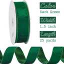 MEEDEE Hunter Green Velvet 1-1/2 Inch Thick Velvet Wired Ribbon 25 Yards Spool for Gift Wrapping, Tree Garland, Wreaths, Bows, Crafts Supply