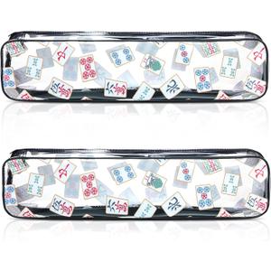 2 Pcs Mahjong Tile Bag Mahjong Racks for Tiles and Pushers Waterproof Tile Zippered Case PVC Clear Mah Jong Gifts, Empty Bag Only, 20 x 4.5 x 2.5(Classic Style)