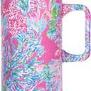 Lilly Pulitzer 16 Oz Travel Mug with Handle and Lid, Stainless Steel Insulated Coffee Tumbler, Double Wall Metal Cup, Seaing Things
