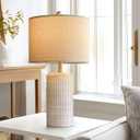 PoKat 23'' Bedside Table Lamp for Bedroom Nightstands, Birthday Gifts for Women Mom, House Warming Gifts New Home Decor, Ceramic Lamp for Living Room, White Modern Bedroom Lamp