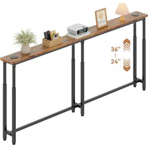 YASONIC 69.3" Behind Couch Table Narrow Console Table Behind Sofa, 5.7"D x 69.3"W x 24"-36"H