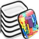 Sanwuta 6 Pcs Clear Hard Zipper Case Plastic Zipper Pouches Transparent Makeup Bag Pencil Case Pouches Toiletry Diaper Bag for Travel Toy Storage Organizer Bins(Black,7.87 x 5.9 x 2 Inch)