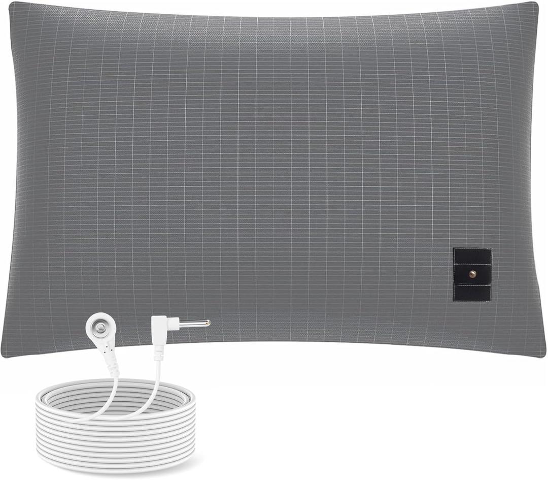 Grounding Pillowcase - 90% Organic Cotton 10% Silver Fiber, Anti-Static for Better Sleep & Pain Relief, Soft Earthing Pillow Cover (Queen, 20 * 30, Gray)