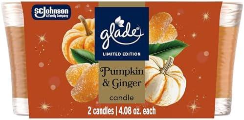 Glade 3-Wick Scented Candle Jar, Pumpkin & Ginger, Air Freshener Infused with Essential Oils, 6.08 Oz, , 3 Pieces