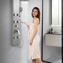 ROVATE Rainfall Shower Panel Tower System with Tub Spout, 6 Adjsutable Body Massage Jets, Flexible 5 Functions Handheld, Stainless Steel High Pressure Shower Column with Brass Valve Body