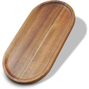 1 pcs Acacia Wood Tray 11.86 inch Boards Rustic Wooden Serving Trays Oval Platters Charcuterie for Party,Breakfast, Coffee Table, Home Decorative, Food Small Trays