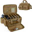 DSLEAF Tactical Pistol Range Bag for 5 Handguns, Shooting Gun Duffle Bag with 9X Magazine Slots for Hunting and Range Outdoor Activities (Khaki)