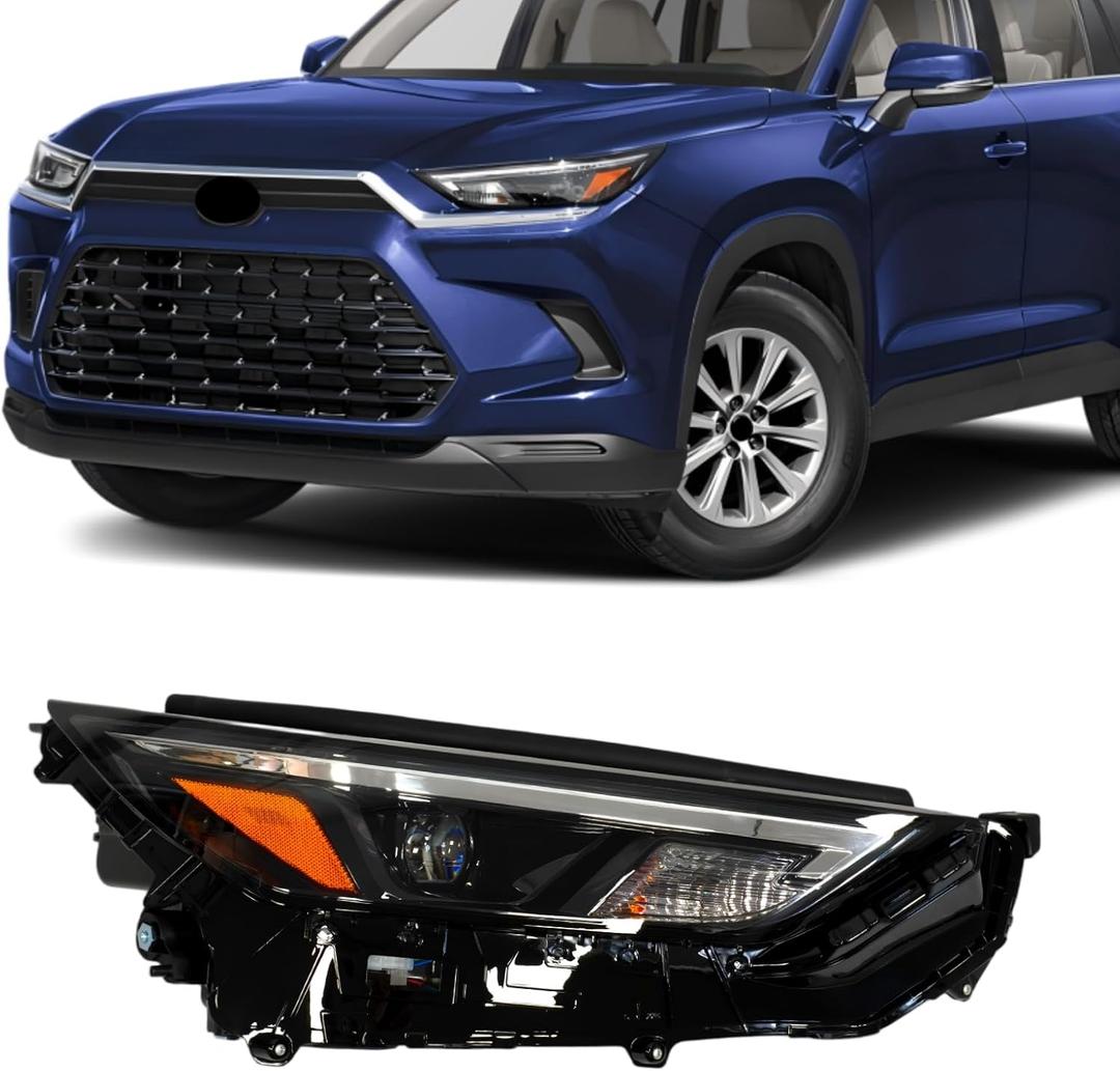 Fit for 2024-2026 Toyota Grand Highlander LE XLE Front Right Passenger Side Headlight Assembly, W/O LED Daytime Running Lamp, Replacement for 81110-0E760 CY-HD25A01R LOW