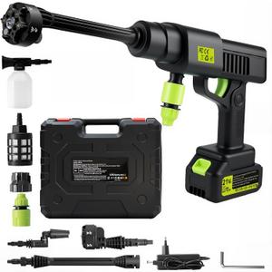 Cordless Pressure Washer, 900PSI Cordless Car Pressure Washer with 1 Batteries, 6 in 1 Nozzle, 10 Speed Adjustment/Battery Level Display, 5 Meter Hose, for Cleaning, Car Washing, Floor Washing