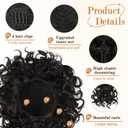 PEACOCO Messy Bun Short Curly Ponytail Extension Elastic Drawstring Loose Hair Bun Hair Pieces for Women with Thinning Hair Synthetic Fiber Hair Bun Extension 80g, Black Brown To Black