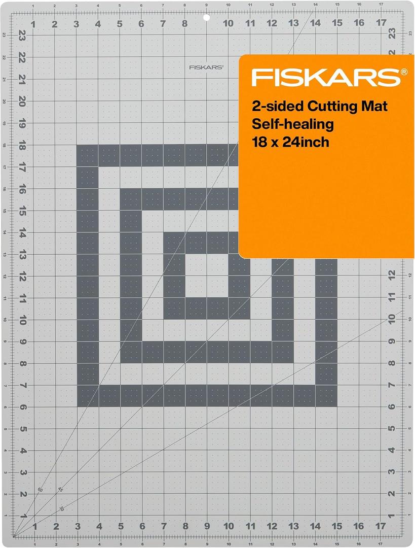Fiskars Self Healing Cutting Mat for Quilting, Arts and Crafts, 18" x 24" Grid, Sewing Mat, Craft Cutting Board, Sewing Supplies and Quilting Tools, 19"L x 0.1"W