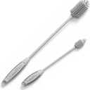 GrandTies Silicone Bottle Cleaning Brush Set | Extra Long Bottle Brush for Narrow Neck Bottle, Water Bottle, Cup, Mug, Blender Bottle, Tumbler, Hydro Flask, Baby Bottle, Wine Glass (Moonlight Gray)