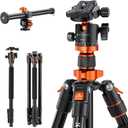 K&F CONCEPT 78 inch DSLR Camera Tripods with Magnesium Alloy Rotatable Multi-Angle Center Column,Load Capacity up to 22lbs/10kg K234A7+BH-28L+Extension Arm Kits
