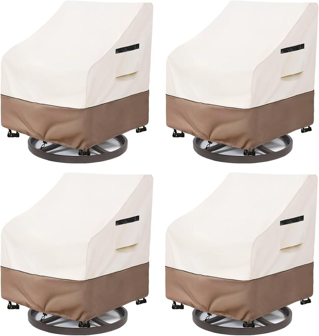 Patio Chair Covers Waterproof Heavy Duty Patio Furniture Covers, 33W x 35D x 36H Inches Swivel Outdoor Chair Cover 4 Pack (Beige)