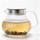 Glass Teapot with Stainless Steel Filter Lid, 20 oz (600 ml) Borosilicate Glass Tea Pot for Loose Leaf Tea Steeper, Tea Kettle for Blooming