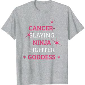Chemotherapy Care Package Pink Beat Cancer Slayer T-Shirt (Small, Gray)