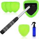 XINDELL Windshield Cleaner Tool  Car Interior Window Cleaning Kit with Extendable Handle & 4 Microfiber Pads, Auto Wiper Inside Windshield Brush for Car & Home Windows (19in)